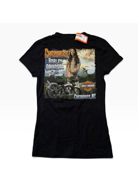 Women's Harley-Davidson Cherokee NC Graphic Short Sleeve Tee Black Size XS New